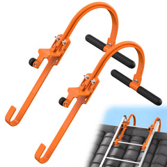 Ansgery 2-pack roof ladder hooks mounted on a ladder for secure roof work