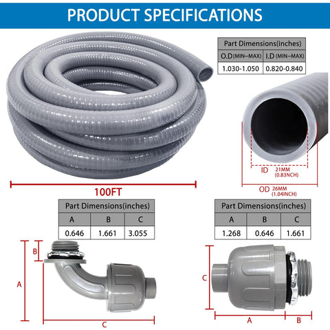 Ansgery 3/4 inch conduit with five straight fittings, simplifying straight runs.