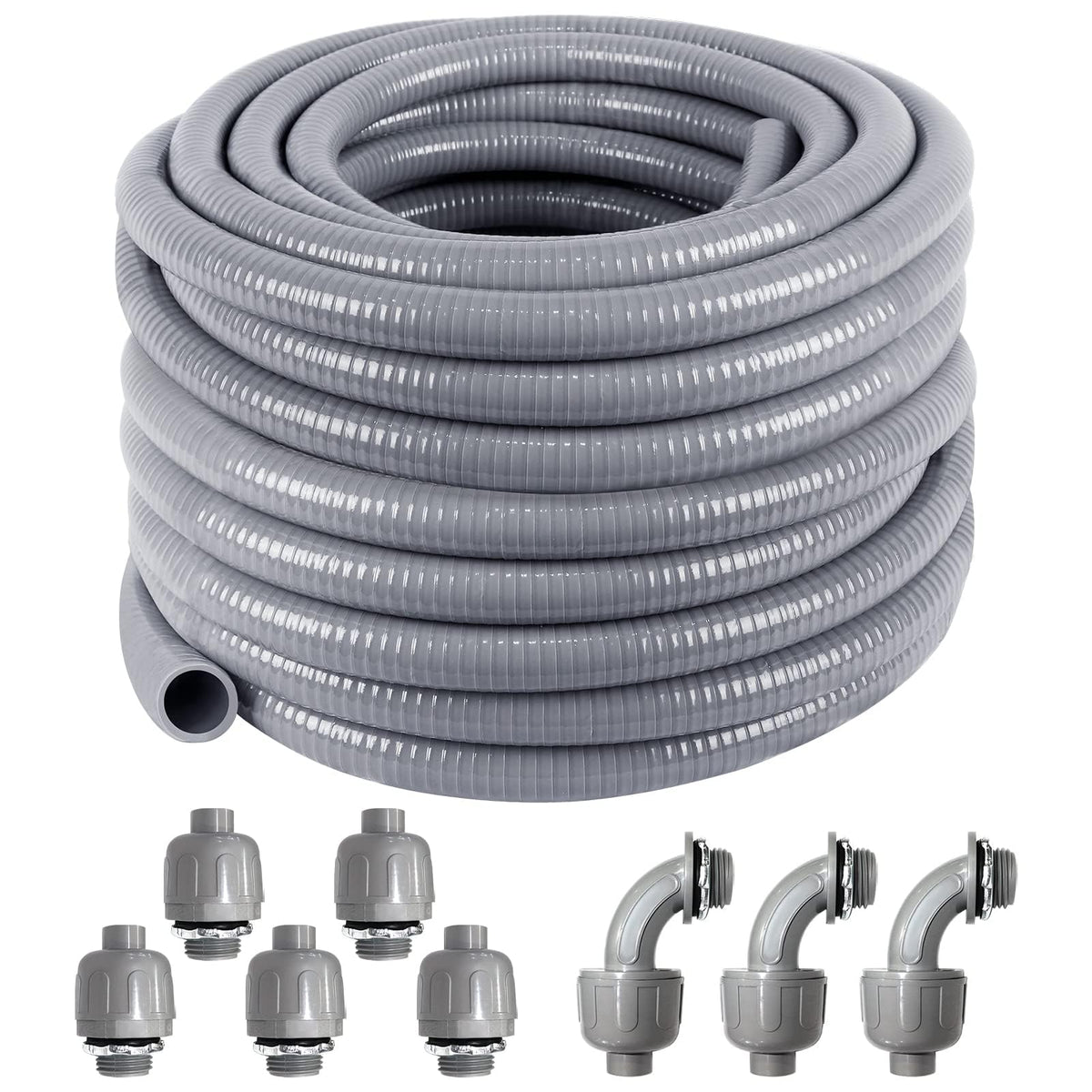 Ansgery liquid-tight conduit 100ft kit, full kit enabling flexible outdoor wiring.