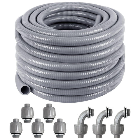Ansgery liquid-tight conduit 100ft kit, full kit enabling flexible outdoor wiring.