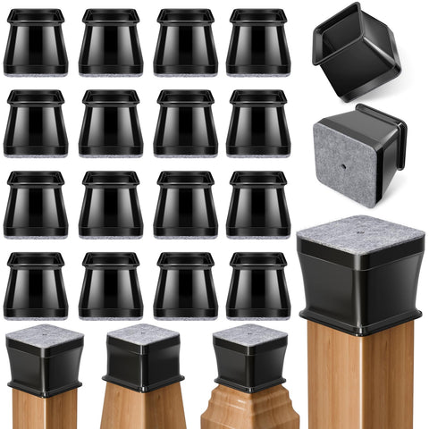 Ansible 24pcs square chair leg protectors fitted on a leg, protecting hardwood floors from scratches