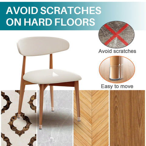 Ansible stretch-fit chair leg covers with felt pad glide softly across tiles.