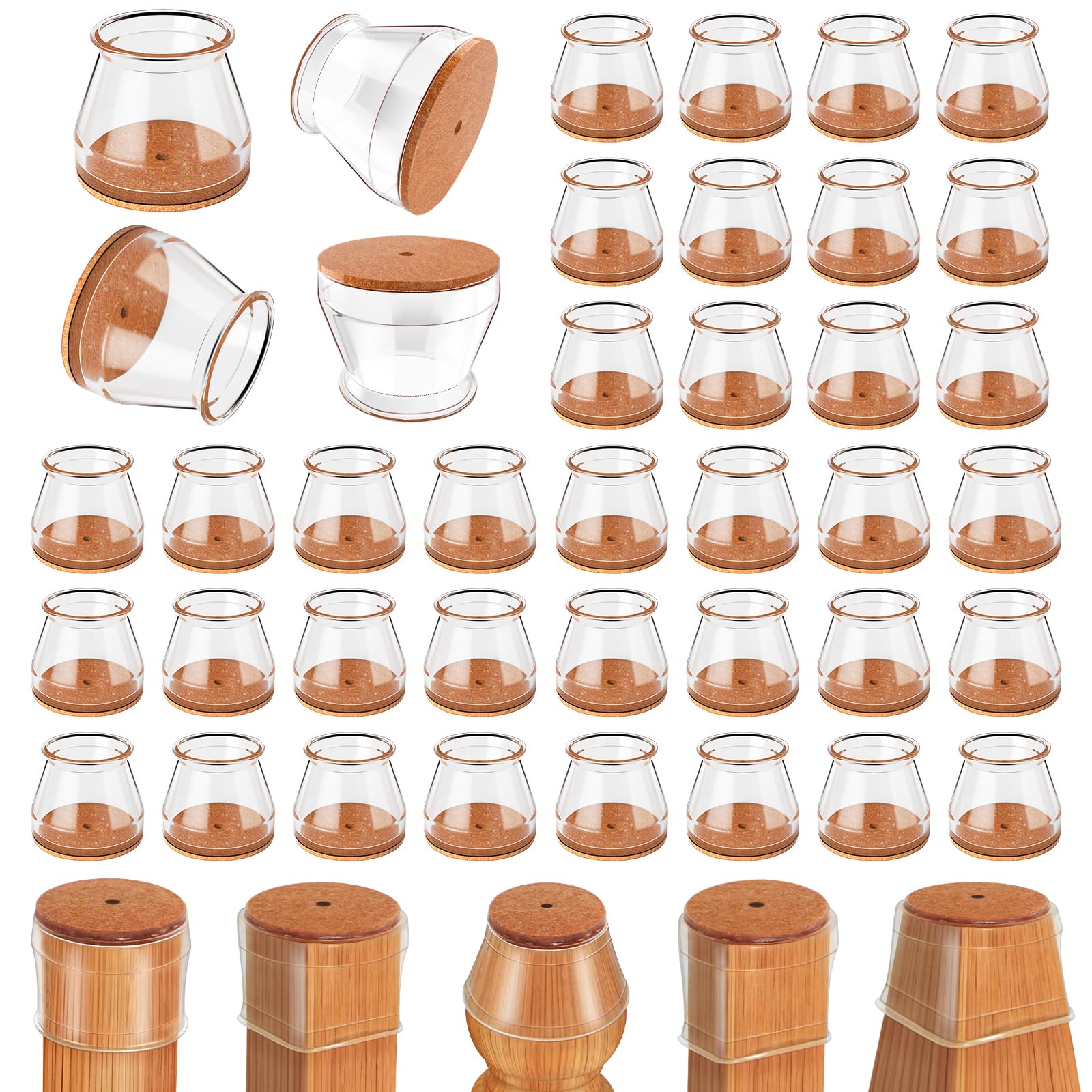 Ansible chair leg protector with round cap protects hardwood floors and facilitates smooth movement.