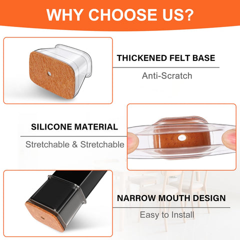 Ansible chair leg protectors reduce noise and friction on hard floors