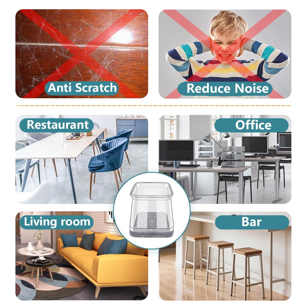 Ansible chair leg protectors reduce noise on hard floors.