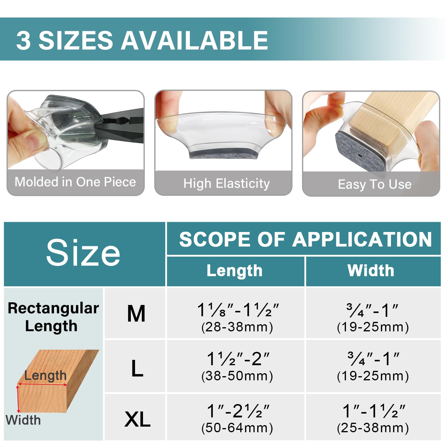 Ansible chair leg pads reduce noise on smooth floors.