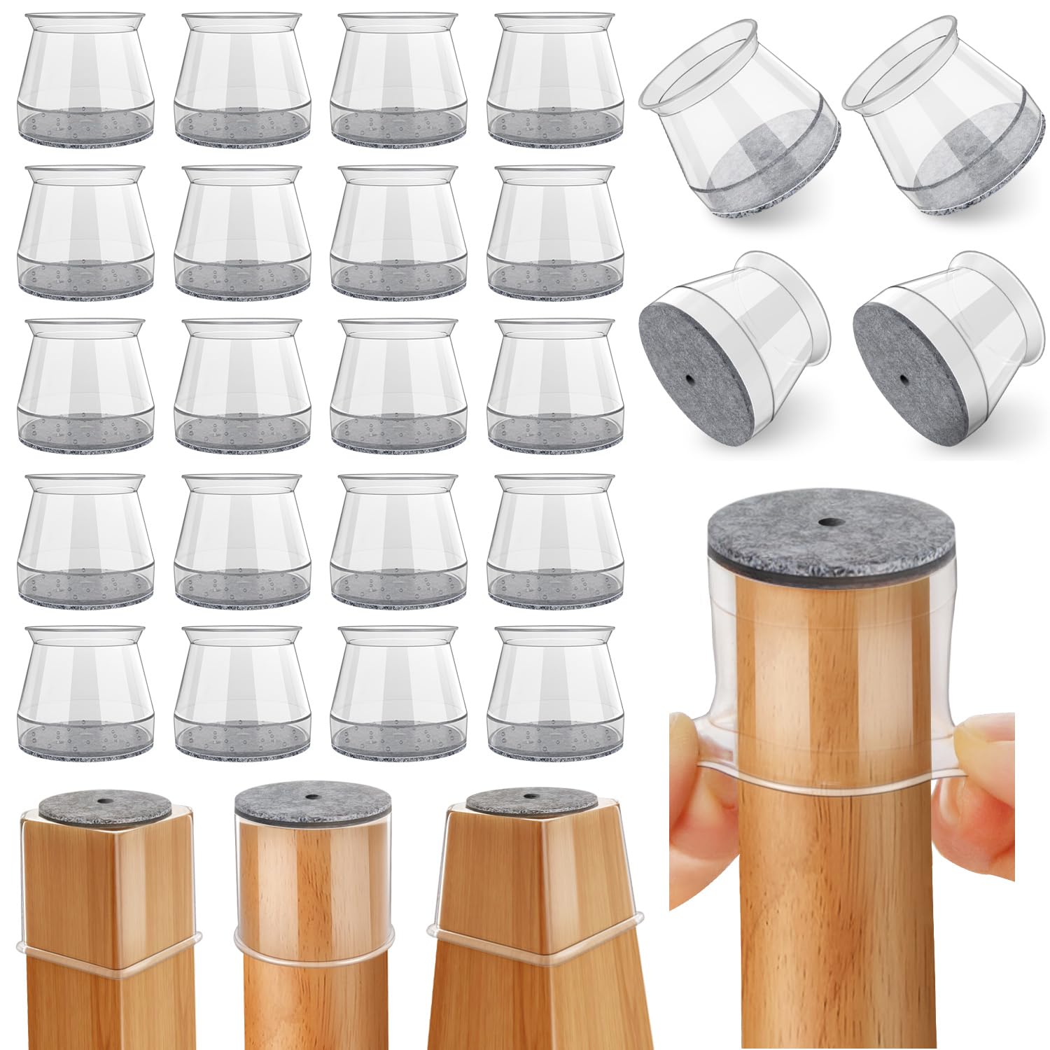 Ansible round chair leg protectors fit 1-5-16 to 2 inches for hardwood floors