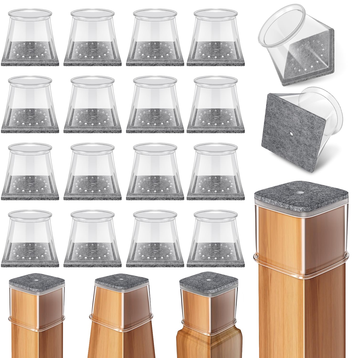 Ansible square chair leg protectors fit 3/4-inch to 1-1/16-inch to shield hardwood floors