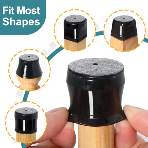 Ansible stretch-fit round covers fit a variety of chair legs.