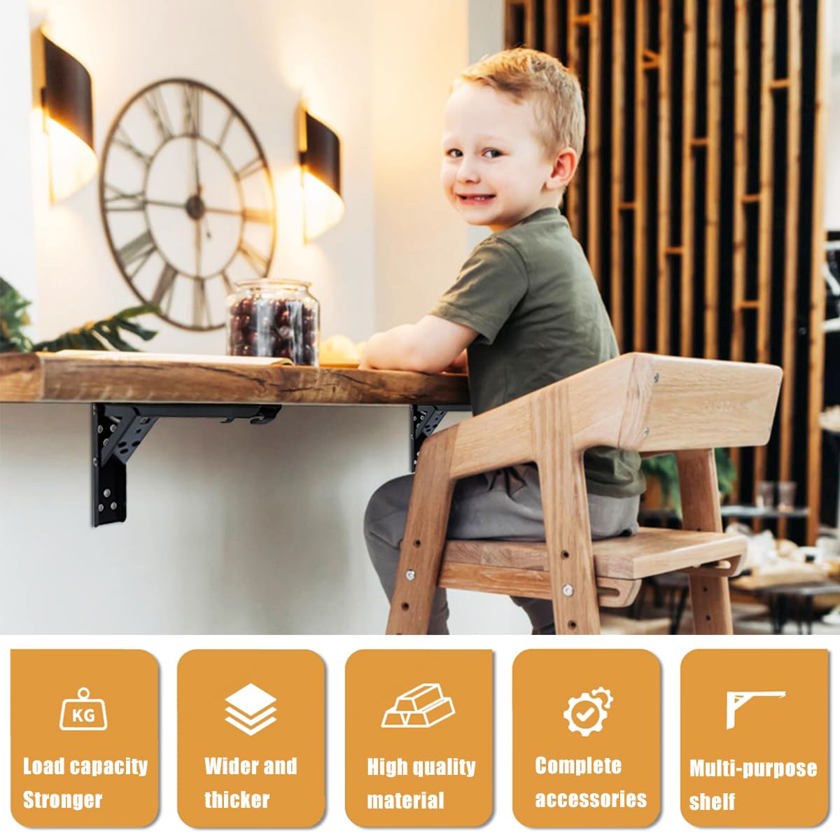 ANTEISI fold-down wall-mounted table setup ideal for small rooms.