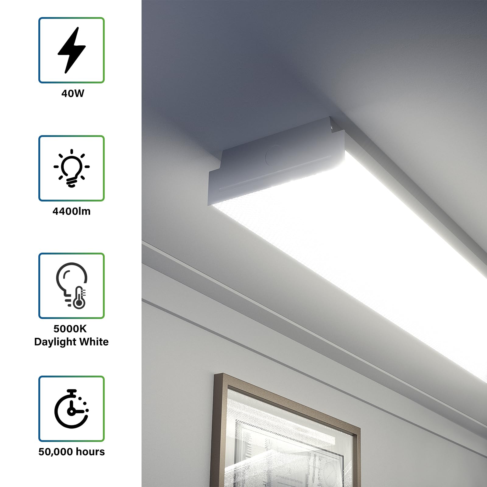 ANTLUX 4FT LED wraparound light in a linked setup with end knockouts for scalability.
