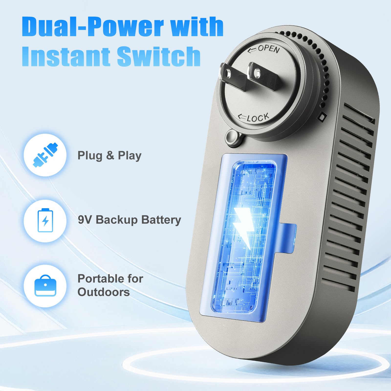ANTERCITE backup battery version activates during outages for peace of mind.