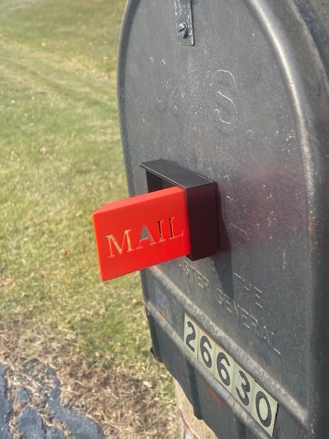 Antho3D front-mounted mailbox flag, front view, shows easy installation and durable plastic.