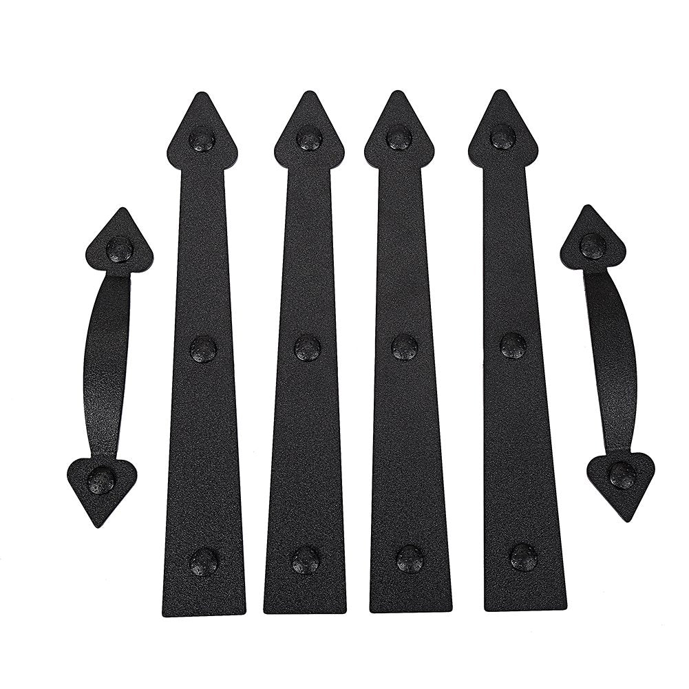 AntiqueSmith magnetic garage door hinges show off a sleek matte black finish for curb appeal.