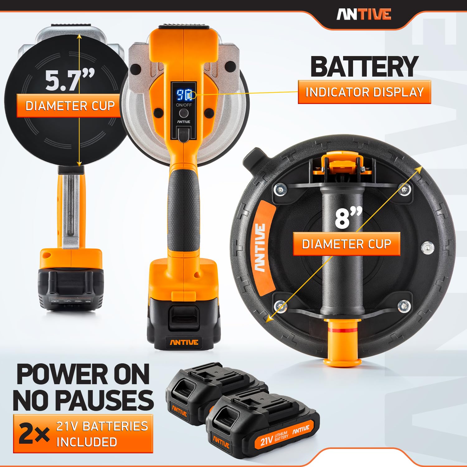 Antive 21V battery pack powers the vibrator for reliable performance