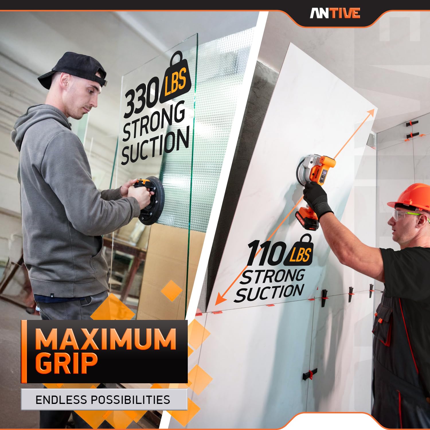 Antive 8-inch suction cup provides strong grip for large tile handling