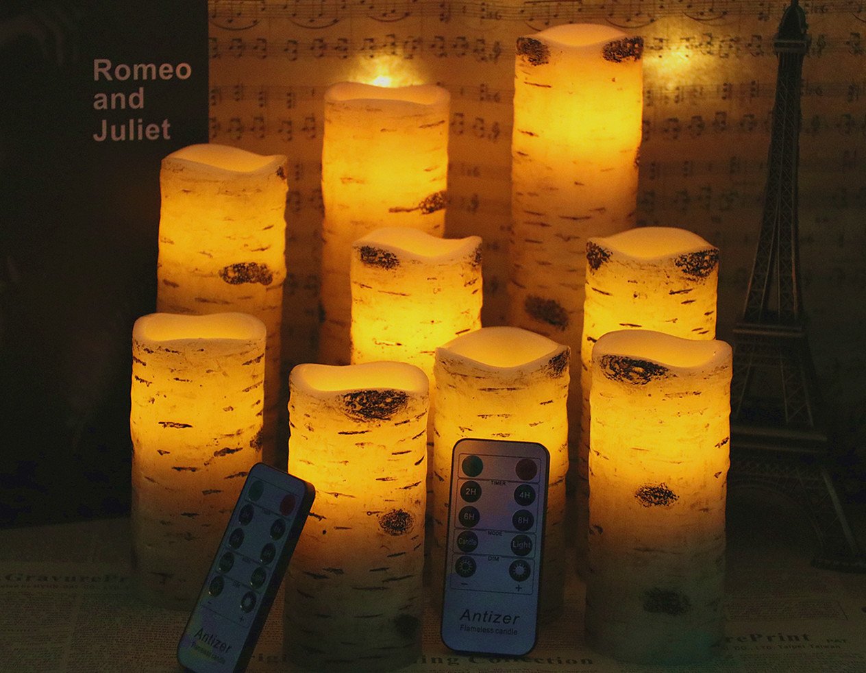 antizer birch-bark 5in pillar candle adds warm ambience to gatherings