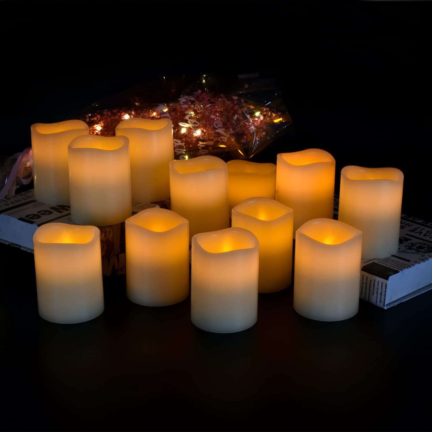 Antizer ivory real-wax-look candles offer authentic candlelight without flames.