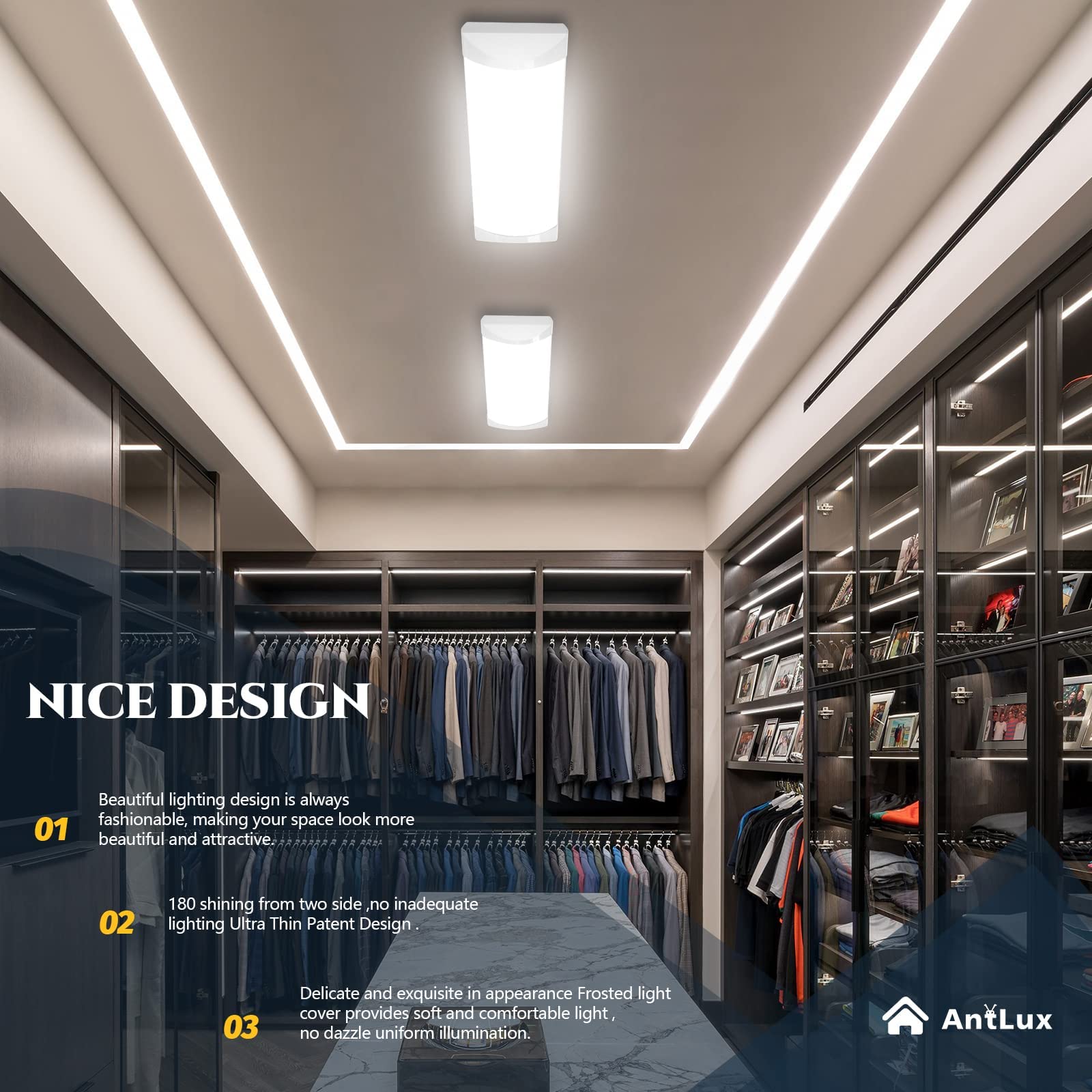 ANTLUX 2-foot kitchen ceiling light ideal for laundry room and hallway tasks