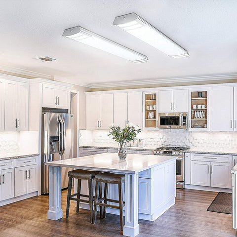 ANTLux 4ft LED flush mount end caps detail highlighting sleek design and even light