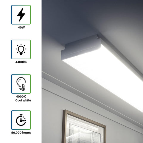 ANTLUX 4FT LED wraparound light end knockouts highlight easy linkable setup.