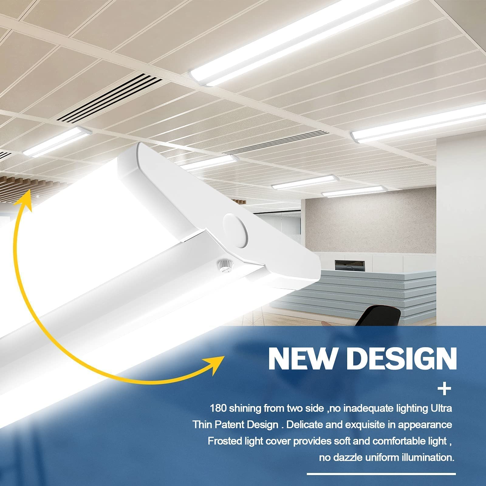 AntLux 4ft LED wraparound light installation image shows easy flush-mount setup for rooms.