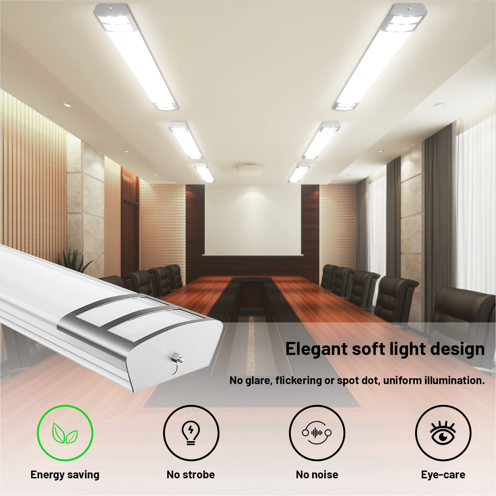 ANTLux 4ft wraparound ceiling light shows easy installation in kitchens and laundry rooms.
