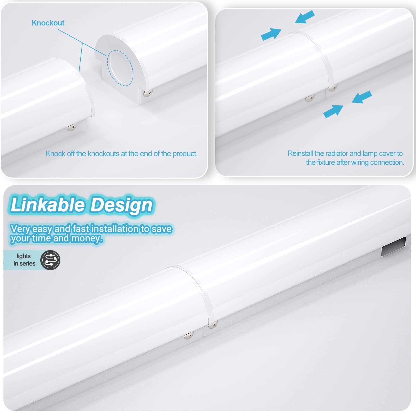 ANTLUX 8FT LED shop light durable, maintenance-free for long life.