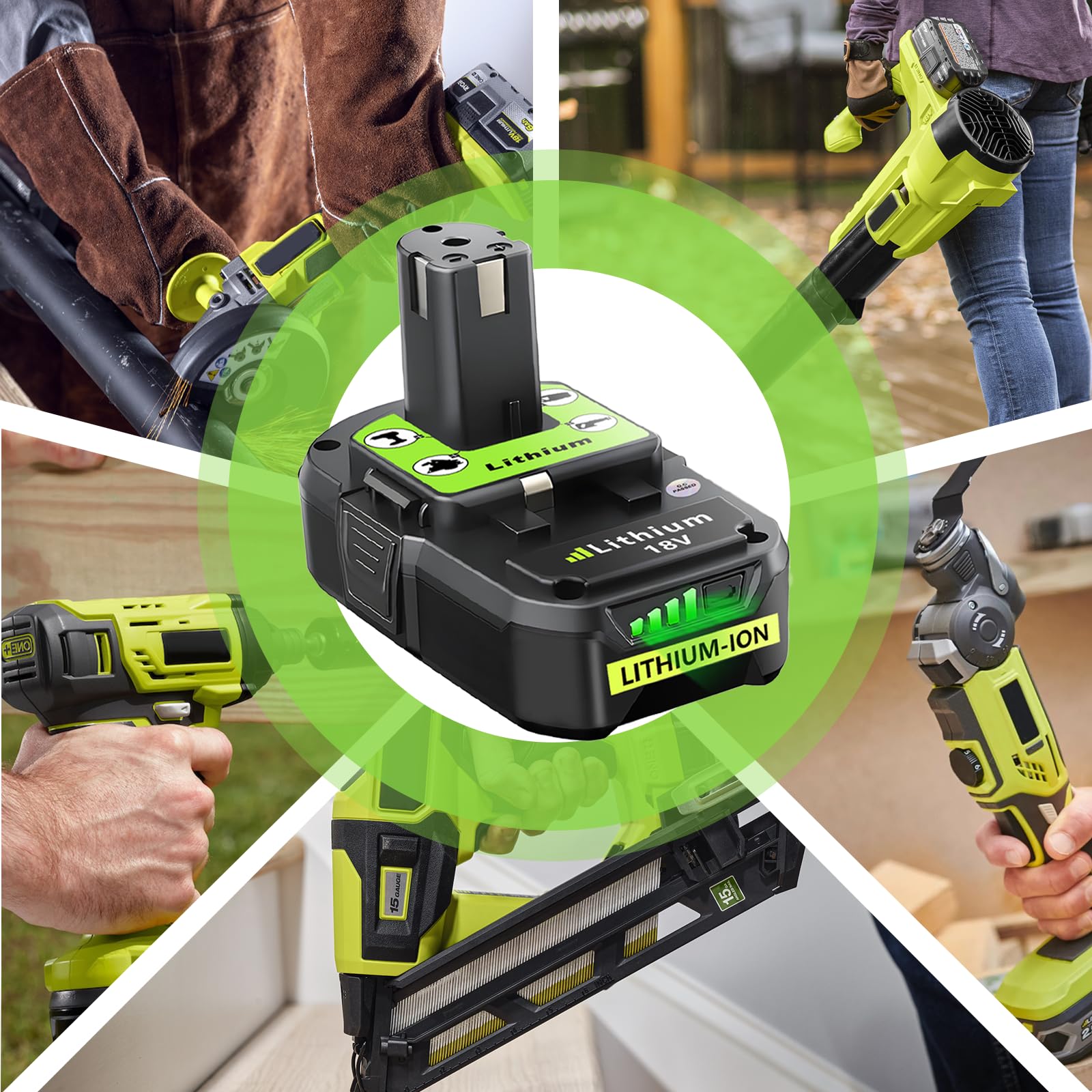 ANTOOLOCKER Ryobi 18V battery 3.0Ah LED indicator close-up