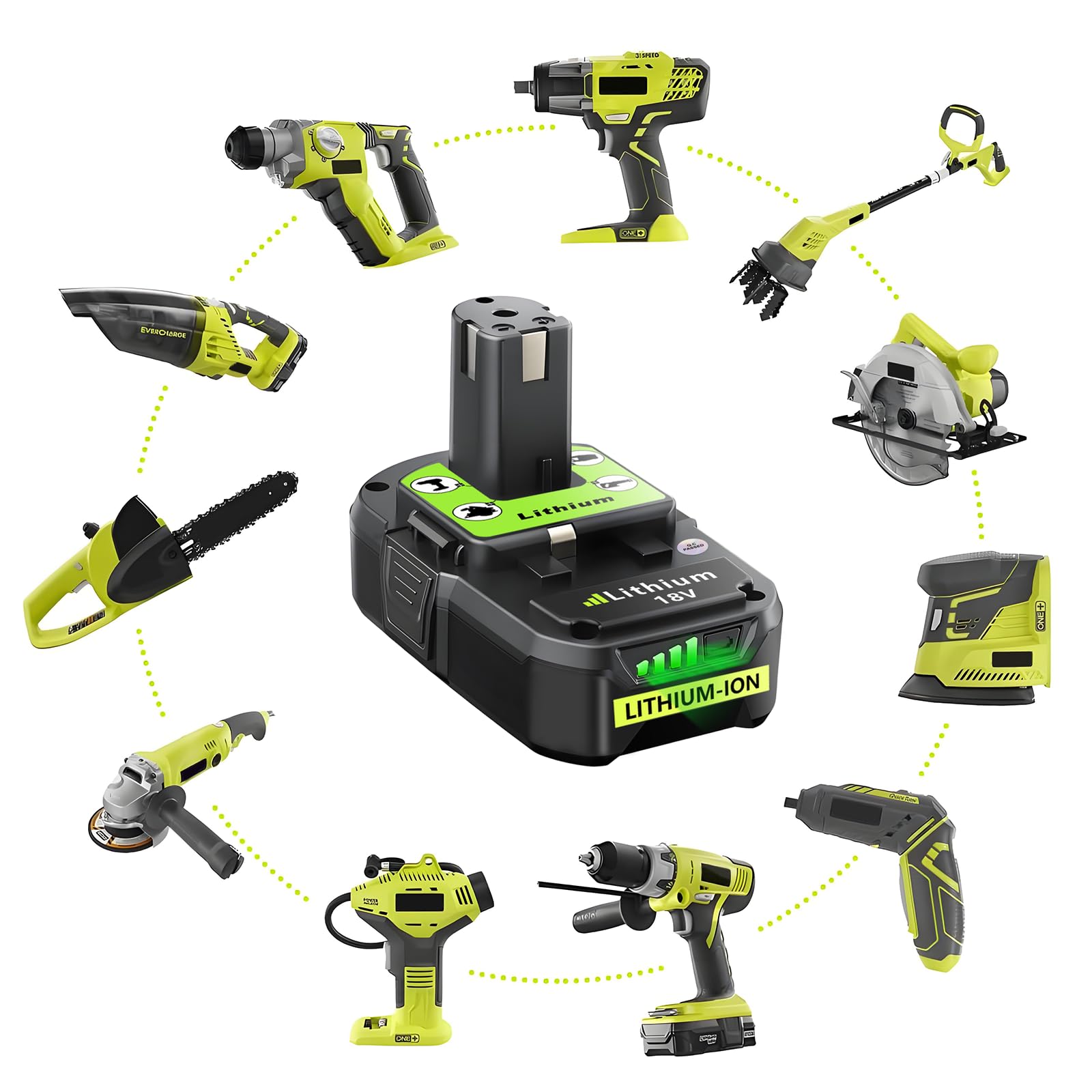 ANTOOLOCKER Ryobi 18V battery 3.0Ah front view for P109