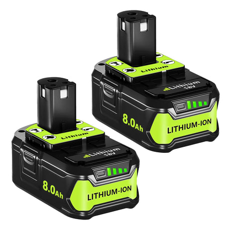 ANTOOLOCKER Ryobi 18V battery 8000mAh with LED indicator for easy power checks.