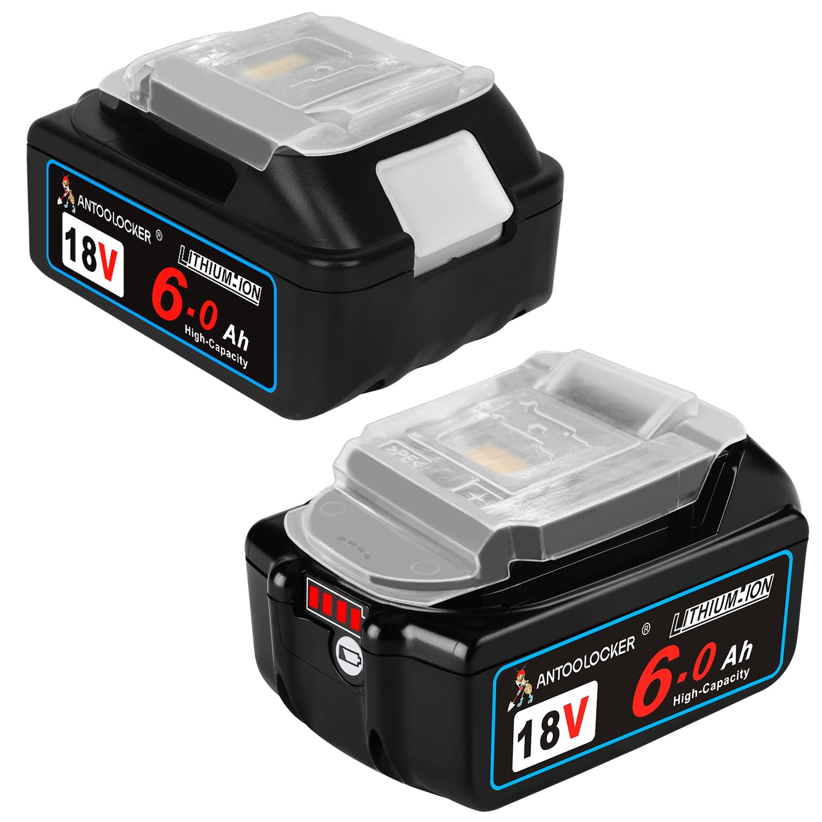 ANTOOLOCKER Makita 18V two-pack front view showing high capacity for longer work sessions.
