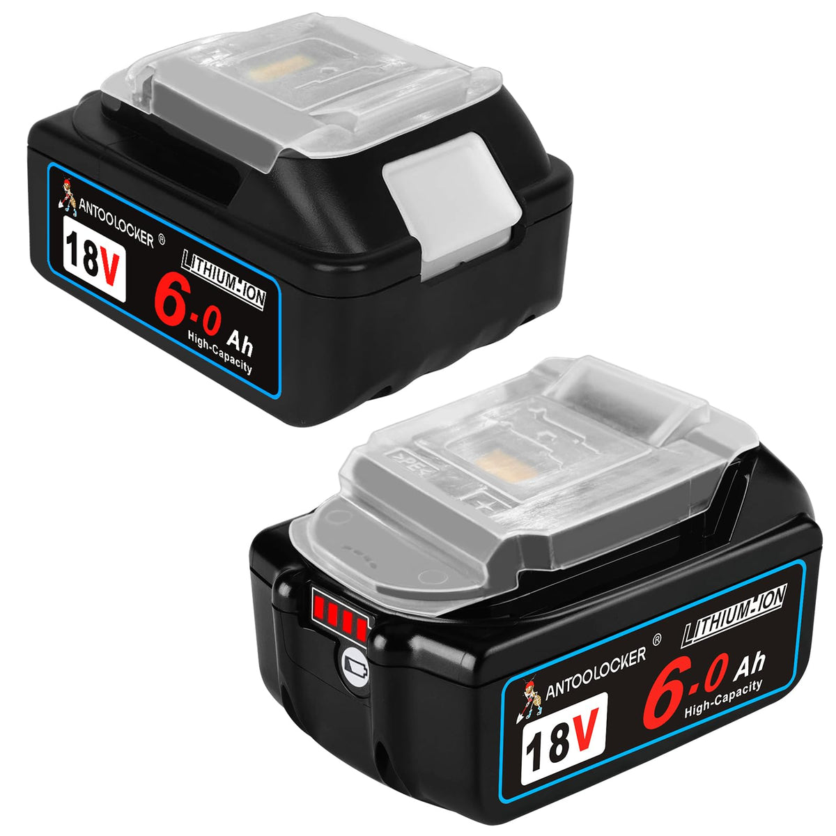 ANTOOLOCKER Makita 18V two-pack front view showing high capacity for longer work sessions.