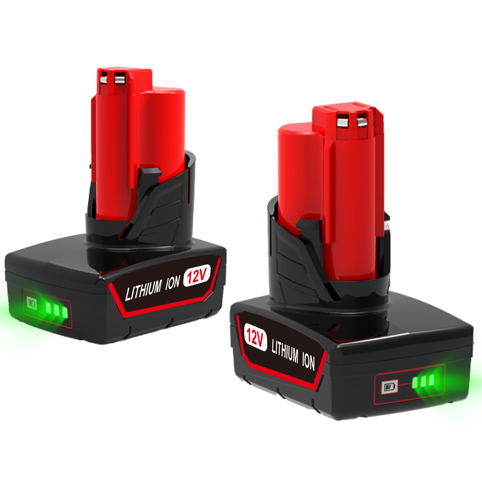 ANTRobut 2-pack 6.5Ah 12V battery with power indicator for Milwaukee M12.