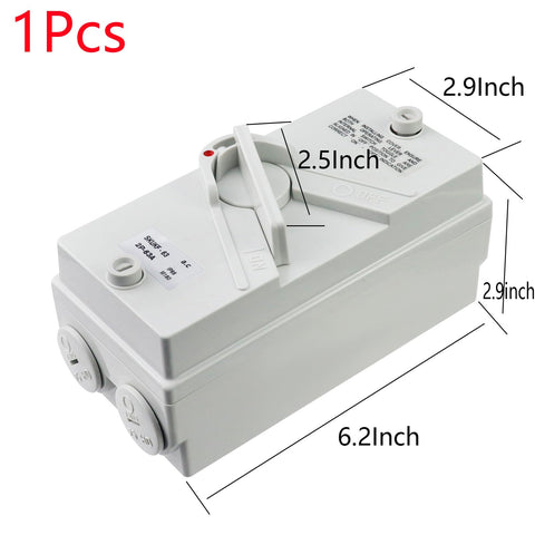 Antrader enclosed motor disconnect switch with weatherproof ABS for durability.