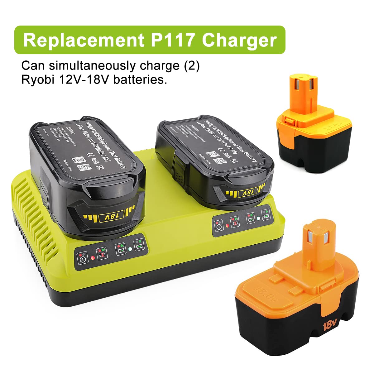 ANTRobut P117 dual-port charger bays charging two packs concurrently