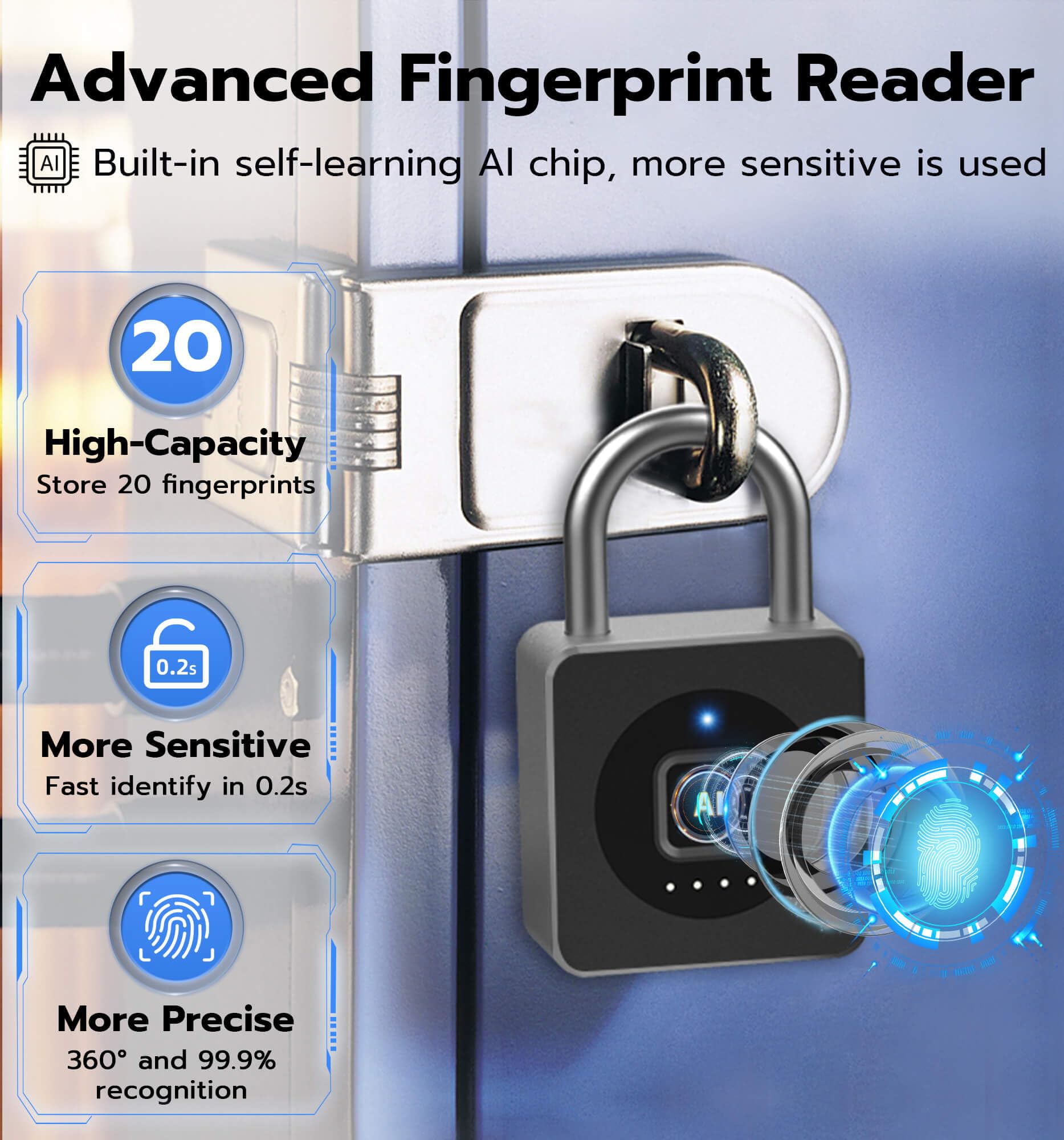 Anweller hardened steel shackle enhances cut resistance and durability.