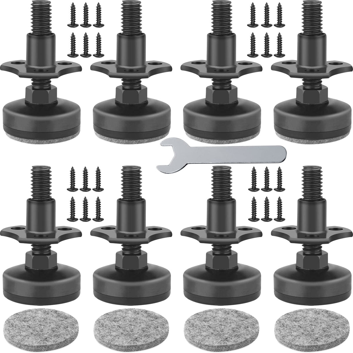 Anwenk adjustable leveling feet with large base stabilize furniture on uneven floors.