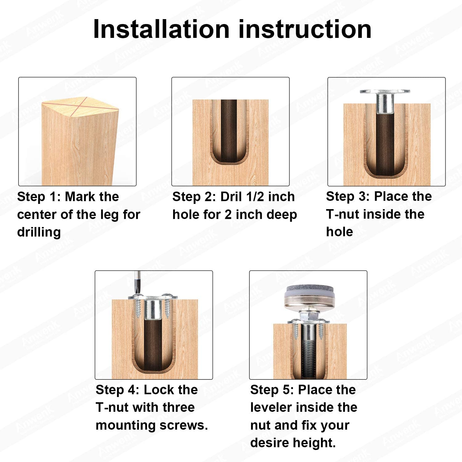 Anwenk hardwood-floor protective felt pads included.