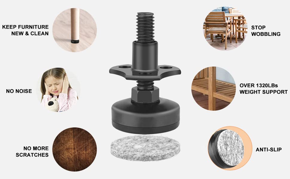 Anwenk hardwood felt adds scratch protection during movement.