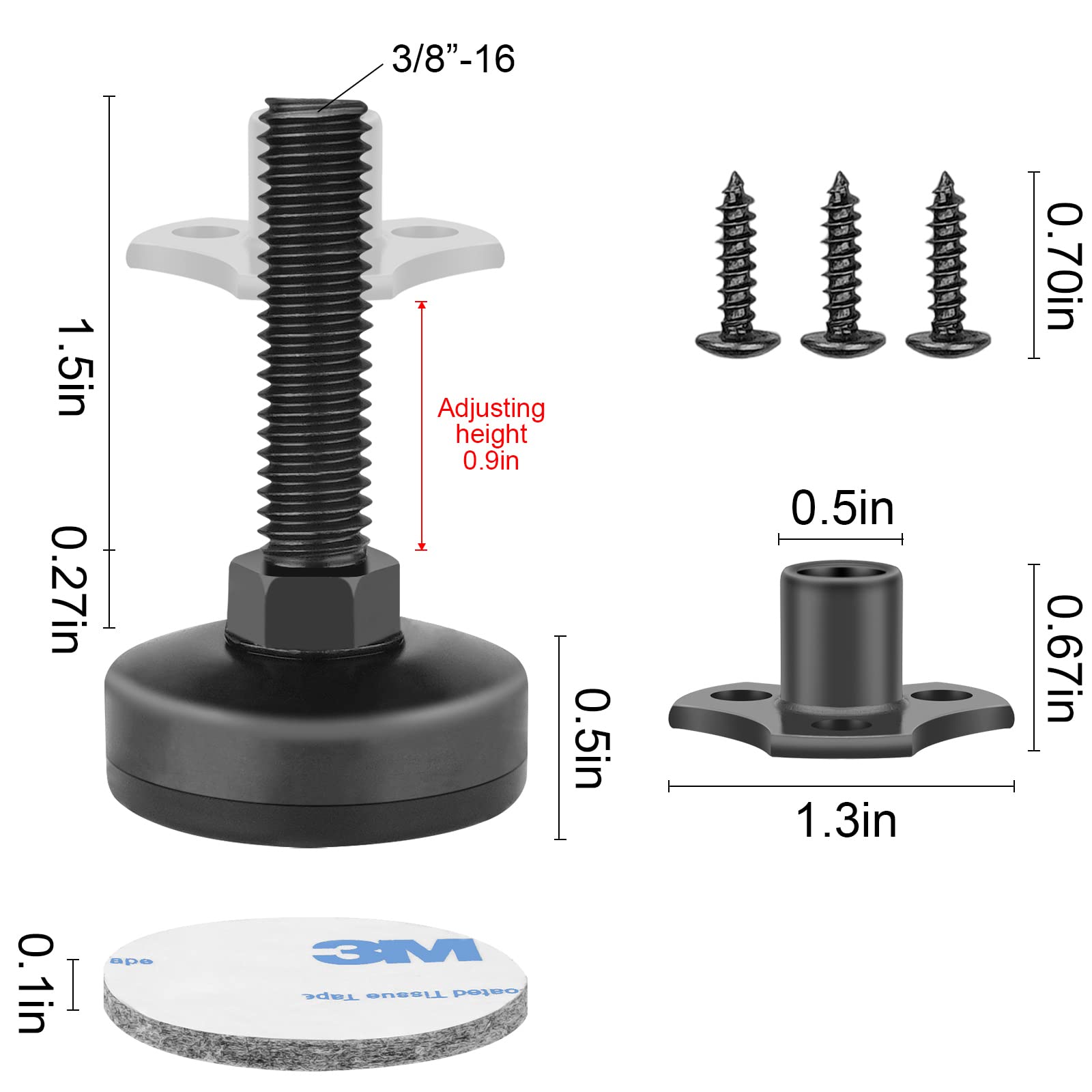 Anwenk T nut kit 3 8 16 thread for fast secure mounting.