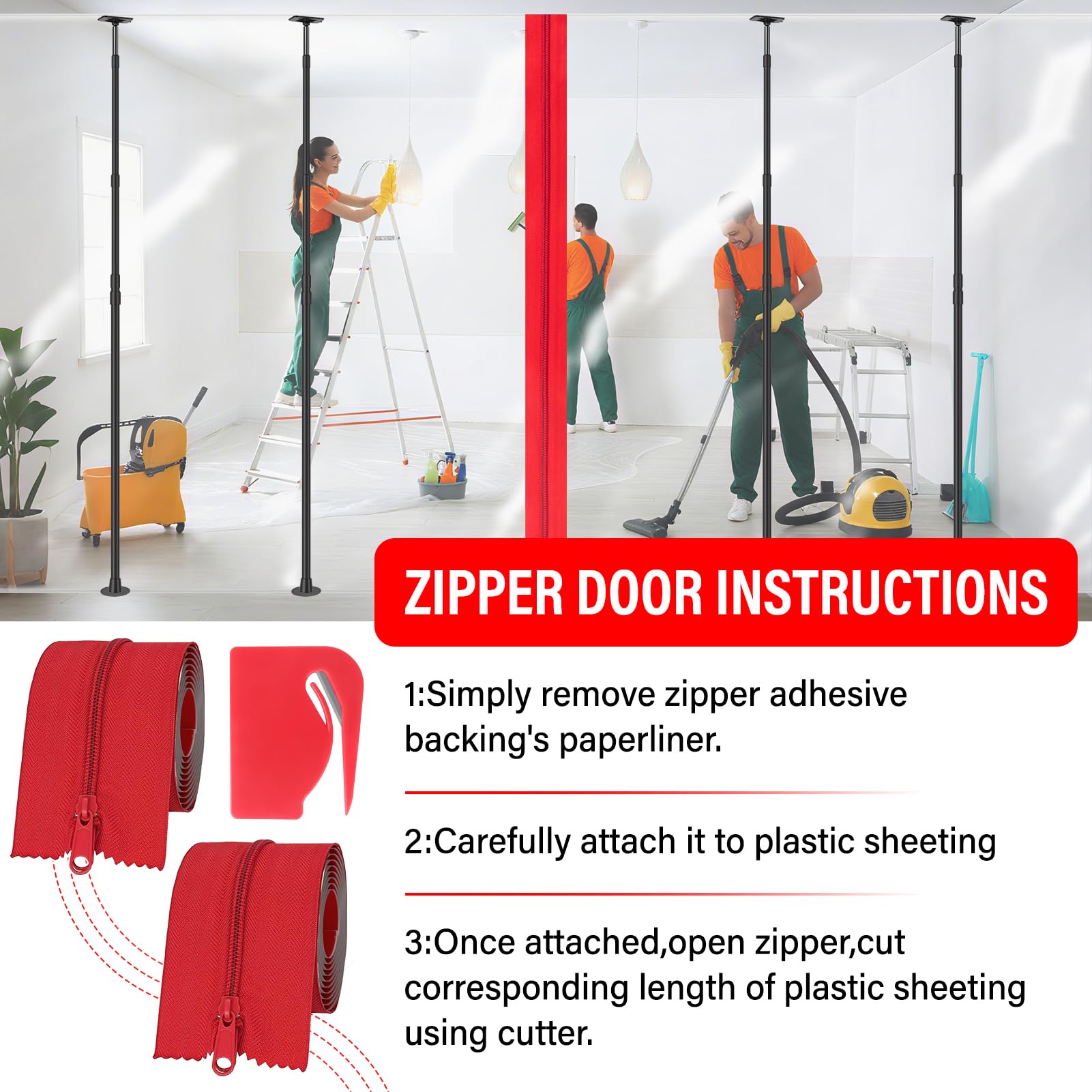 ANWEOR zipper-film attachment secures plastic sheeting for entry openings