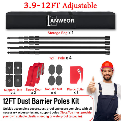 ANWEOR self-adhesive zipper rolls for fast, secure dust barriers.