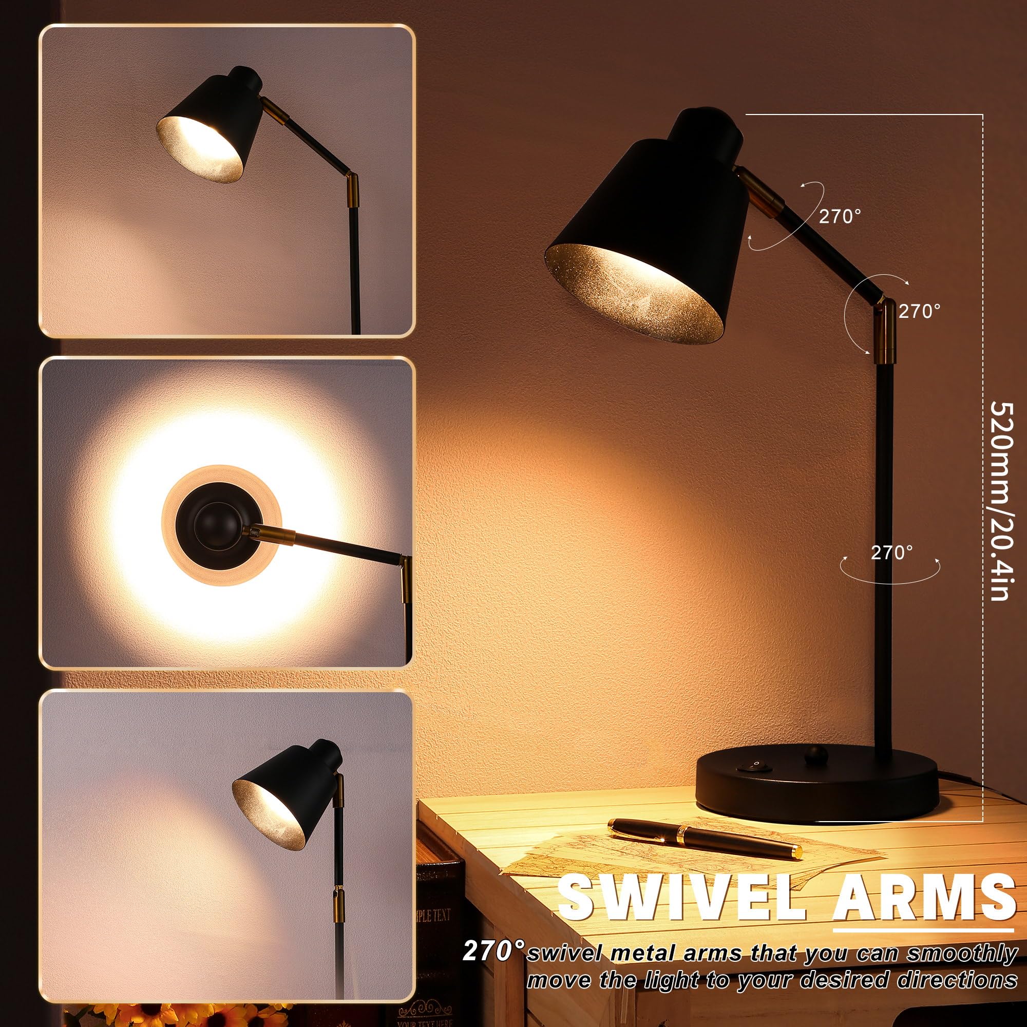 Anxingtools LED desk lamp with dual USB ports; convenient charging while working.