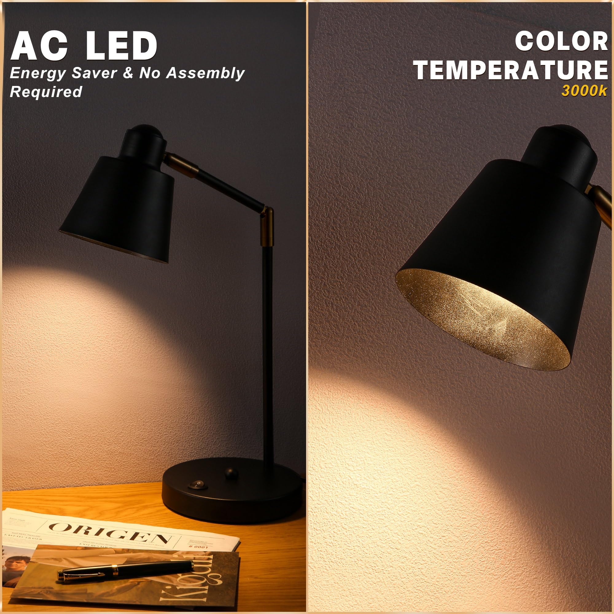 Anxingtools LED desk lamp with warm 3000K light; cozy reading glow.