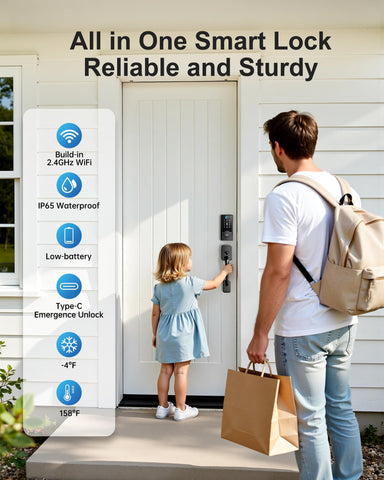 Anyfirm WiFi Smart Lock passcode entry for safe, touch-free entry.