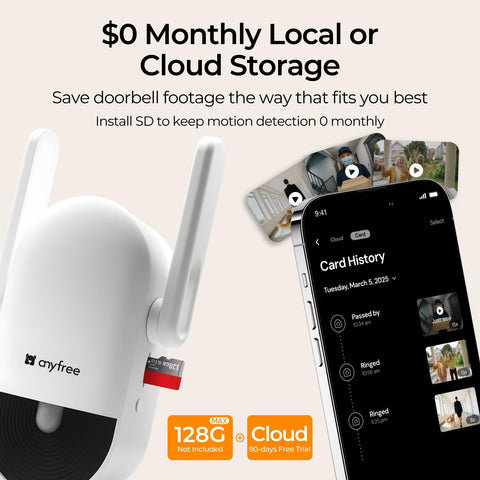 anyfree doorbell camera chime AI human detection sends smart visitor alerts