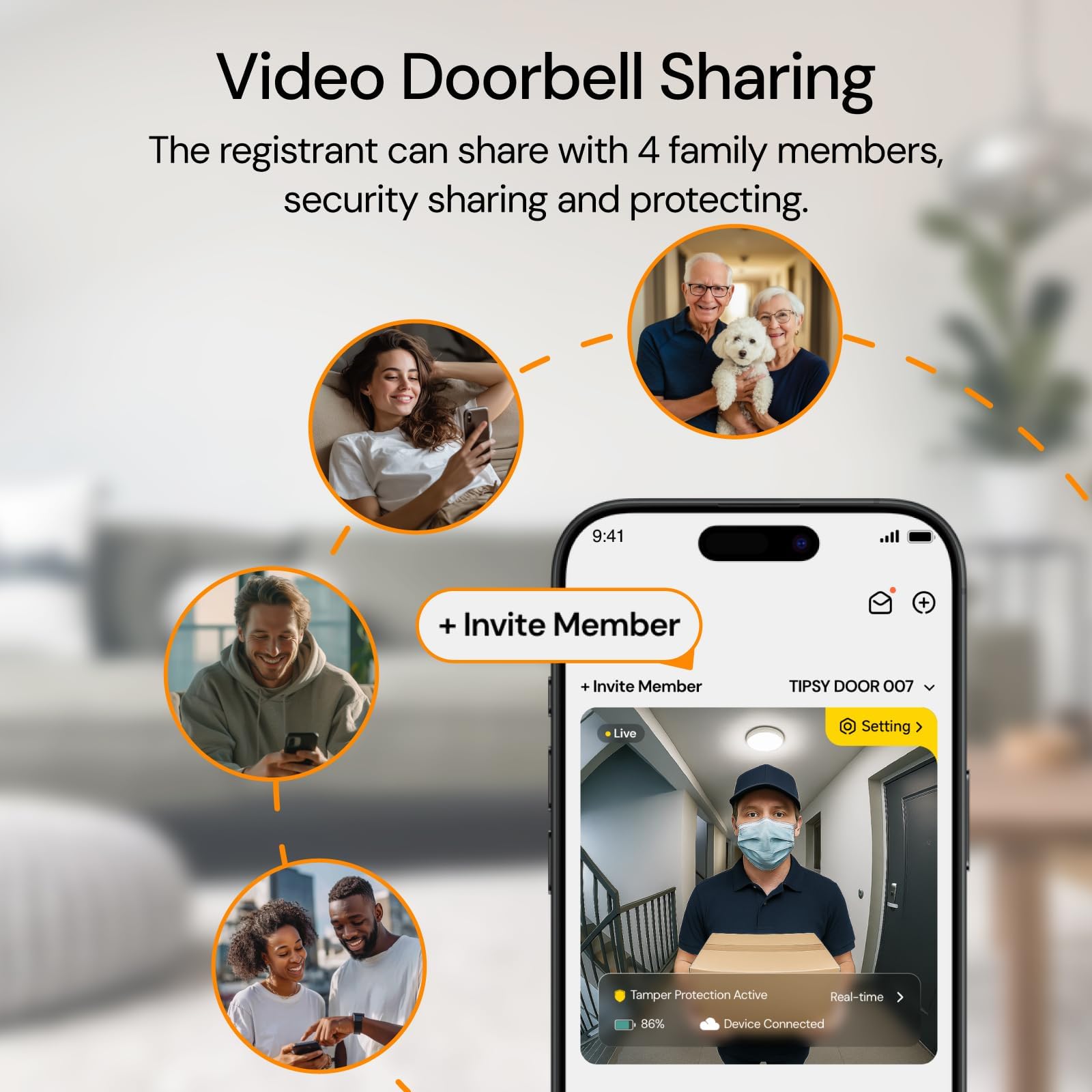 anyfree doorbell camera chime easy installation with wall mount or adhesive