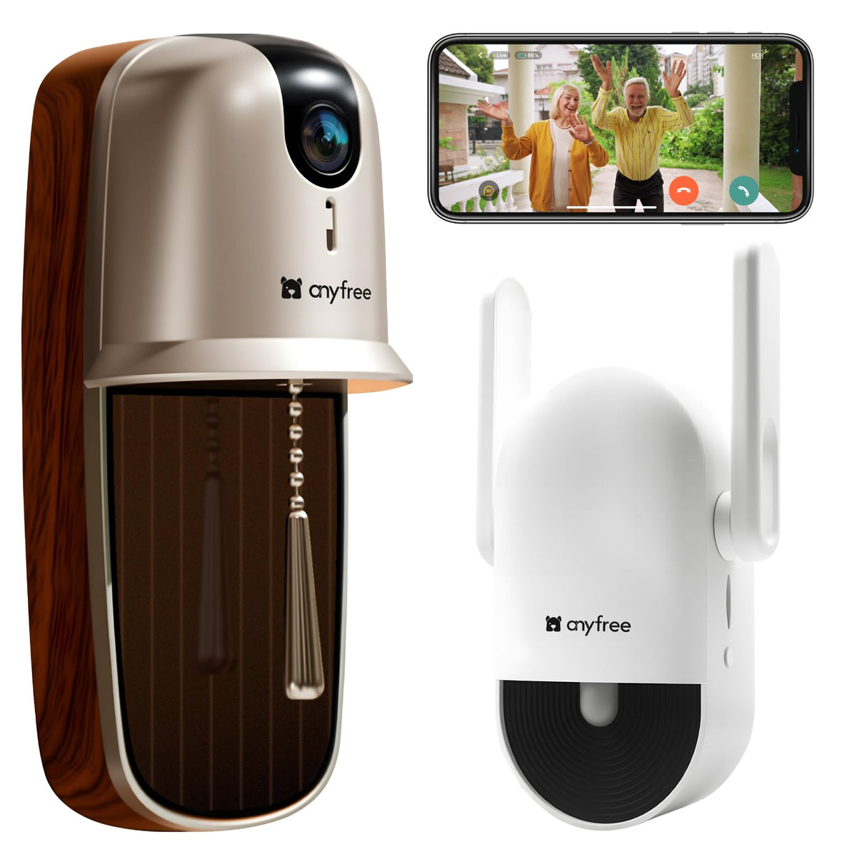 anyfree doorbell camera chime front door daytime view helps monitor visitors