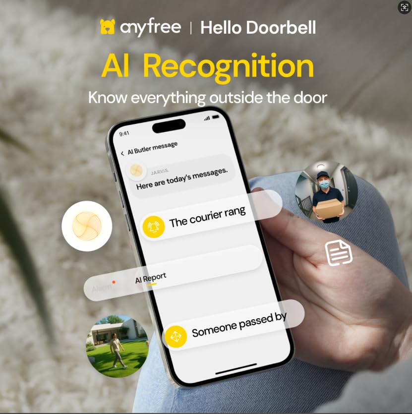 anyfree doorbell camera chime destruction alarm and privacy protections